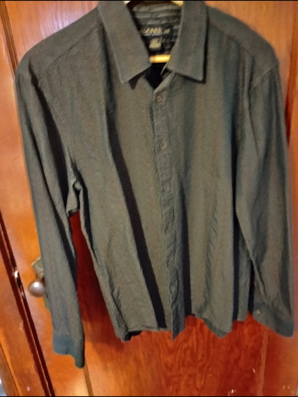 ALFRED SUNG Black With Brown Stripes Long Sleeve Dress Shirt